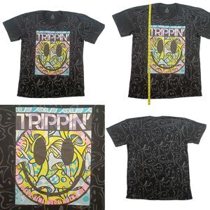 Bailey Apparel Enjoy Your Trip TRIPPIN' Graphic AOP Smiley Face T-Shirt Large